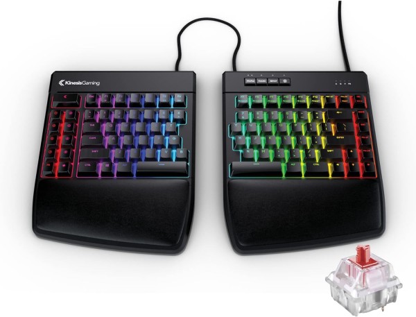  KINESIS Gaming Freestyle Edge RGB Split Mechanical Keyboard | Cherry MX Linear Red Switches | RGB