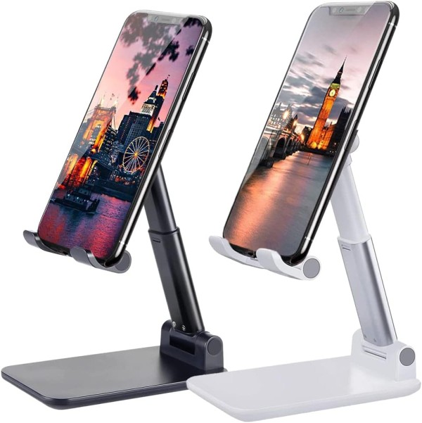 Meetuo 2 Pcs Cell Phone Stand, Adjustable Angle Height Phone Stand for Desk, Fully Foldable/Portable Phone Holder, 