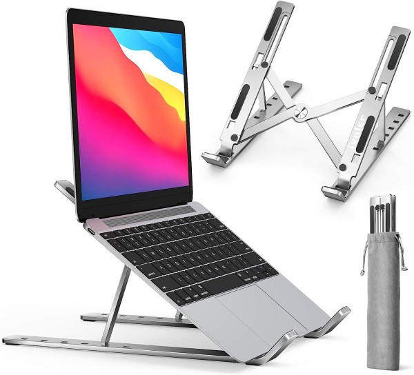  ivoler Laptop Stand, Laptop Holder Riser Computer Tablet Stand, 6 Angles Adjustable Aluminum Ergonomic Foldable