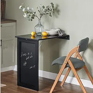 Haotian FWT20-SCH, Black Wall-Mounted Drop-Leaf Table