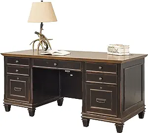 Martin Furniture Hartford Double Pedestal Shaped Desk, Brown