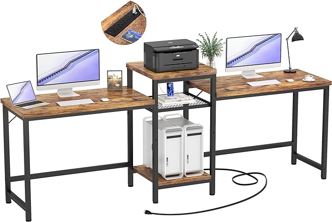 Unikito Double Desk with Power Outlet