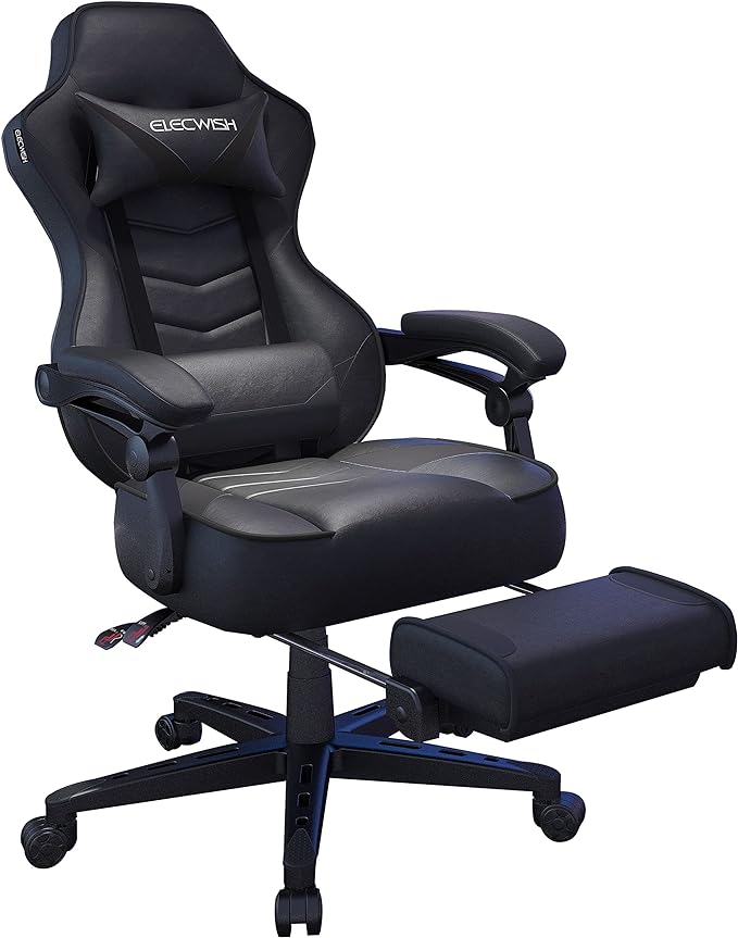ELECWISH Gaming Chair, Reclining Computer Gamer Chair with Footrest for Adults